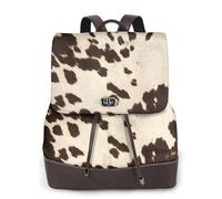 Pelle di mucca con macchie nere e marroni,Zaino da donna, impermeabile, leggero, in pelle PU, alla moda, da viaggio