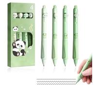 Pelle di panda penne cancellabili, penna cancellabile a spinta verde, ricarica nera, 4 pz.