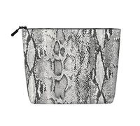 Pelle di serpente in bianco e nero borsa per il trucco uso quotidiano borsa da toilette da viaggio in canapa falsa organizzatore di grande capacità resistente all'acqua
