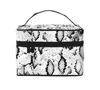 Pelle di serpente stampata in bianco e nero, Borsa per il trucco Borsa per cosmetici Borsa da viaggio portatile da viaggio Astuccio per matite