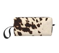 Pelle Di Vacchetta Con Macchie Nere E Marroni, Borsa per il trucco Borsa per cosmetici Borsa da toilette da viaggio portatile Borsa per trucco Organizer