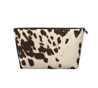 Pelle Di Vacchetta Marrone Stampata, Borsa da toilette Borsa per trucco Borsa per cosmetici Borsa da toilette da viaggio portatile