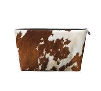 Pelle Di Vacchetta Rossa E Bianca, Borsa da toilette Borsa per trucco Borsa per cosmetici Borsa da toilette da viaggio portatile