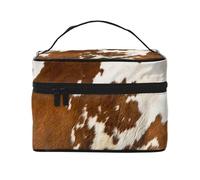Pelle Di Vacchetta Rossa E Bianca, Borsa per il trucco Borsa per cosmetici Borsa da viaggio portatile da viaggio Astuccio per matite