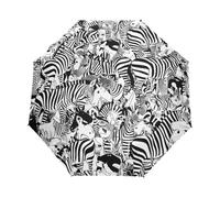Pelle Di Zebra Bianca Nera Ombrello Pieghevole Automatico Ombrelli Antivento Protezione UV da Viaggio per Bambini Ragazzi Ragazze