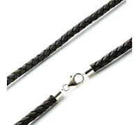 Pelle Grigia Collana- Sterling Argento Clasp-Genuine Treccia Leather-Mens /