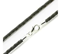 Pelle Grigia Collana- Sterling Argento Clasp-Genuine Treccia Leather-Mens /
