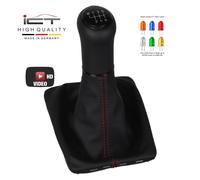 Pelle ICT pomello cambio LED cornice per VW Passat 3C / B7 filetto rosso C44