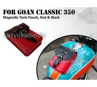 Pelle Magnetico Serbatoio Borsellino Rosso & Nero 'Di Reale Enfield Goan