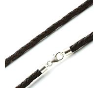 Pelle Marrone Collana- Sterling Argento Clasp-Genuine Intreccio Leather-Mens/Da