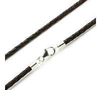 Pelle Marrone Collana- Sterling Argento Clasp-Genuine Intreccio Leather-Mens/Da