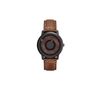 (Pelle marrone) Orologio da polso da coppia EUTOUR con trasmissione magnetica, cinturino in legno, al