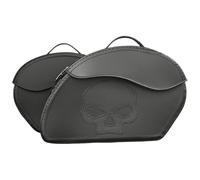 Pelle Nera Bisacce Con Teschio - Coppia