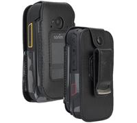 Pelle Nera Custodia Schermo Cover Metallo Cintura Clip per Sonim XP3 + 4G XP3900