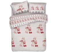 PELLECCHIA 1969 | Parure Copripiumino Matrimoniale 100% Cotone, Completo di Sacco 250x200cm e 2 Federe 52x82cm, Made in Italy Fantasia (Renna Rosso, Matrimoniale)