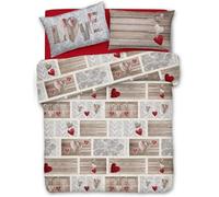 PELLECCHIA 1969 | Parure Copripiumino Matrimoniale 100% Cotone, Completo di Sacco 250x200cm e 2 Federe 52x82cm, Made in Italy Fantasia (Shabby Love Rosso, Matrimoniale)