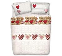 PELLECCHIA 1969 | Parure Copripiumino Matrimoniale 100% Cotone, Completo di Sacco 250x200cm e 2 Federe 52x82cm, Made in Italy Fantasia (Orsetti Rosso, Matrimoniale)