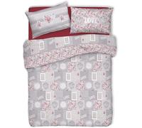 PELLECCHIA 1969 | Parure Copripiumino Matrimoniale 100% Cotone, Completo di Sacco 250x200cm e 2 Federe 52x82cm, Made in Italy Fantasia (SHabby Romantic Rosso, Matrimoniale)