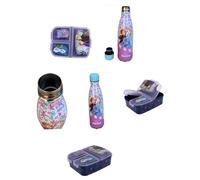 PELLECCHIA 1969 | Set Pranzo Scuola 2 Pezzi | Porta Merenda Scuola con 3 scomparti in Plastica BPA Free e Bottiglia termica in acciaio inossidabile con tappo svitabile 500ml (FROZEN)