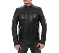 Pelletterie Borghese | Giacca Moto Biker Uomo in Vera Pelle Nero | Giubbotto Made in Italy | K219N (48, Nero)