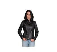 Pelletterie Borghese | Giacca Pelle Donna | Nero | Giacca Elegante | Giubbotto Pelle | Vera Pelle | Pelle di Vitello | Made in Italy | MARTINA (42, Nero)