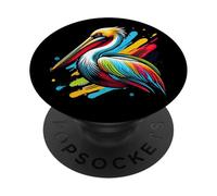 Pellicano colorato Pop Art per gli amanti degli uccelli marini PopSockets PopGrip Adesivo