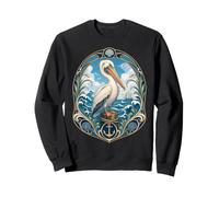 Pellicano costiero Art Nouveau Ocean Bird Anchor Felpa