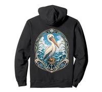 Pellicano costiero Art Nouveau Ocean Bird Anchor Felpa con Cappuccio