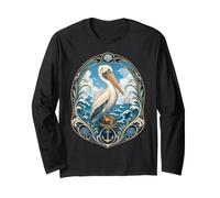 Pellicano costiero Art Nouveau Ocean Bird Anchor Maglia a Manica