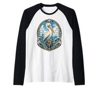 Pellicano costiero Art Nouveau Ocean Bird Anchor Maglia con Maniche Raglan
