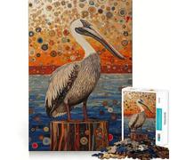 Pellicano su un ceppo, puzzle in stile Gustav per adolescenti, 1000 pezzi, rompicapo, antistress, taglio di alta qualità, (38x26cm)