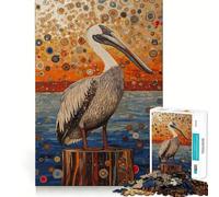 Pellicano su un ceppo, stile Gustav, puzzle da 1000 pezzi per adulti, gioco di concentrazione e divertimento tranquillo, bordi netti, idea regalo di Babbo Natale (38x52cm)