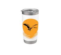 Pellicano volante in volo al tramonto, regalo per uomini, donne, bambini Bicchiere termico in acciaio inox doppia parete