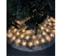 Pelliccia Bianca Tappeto copri piede albero di Natale D 120 e 75LED bianco caldo