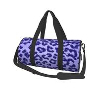 Pelliccia di pelle con stampa leopardata viola, Borsone da viaggio di grande capacità Borsa rotonda Borsa da viaggio sportiva Borsa da viaggio Borsa da fitness