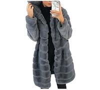 Pelliccia Ecologica Donna Cappotto con Cappuccio Invernale Elegante Sintetica Giubbotto Lunga Taglie Forti Casual Outwear Peluche Giacche Natale