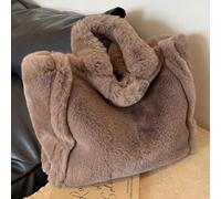 Pelliccia sintetica invernale la borsa a tracolla per donna borsa a tracolla in peluche morbida borsa a mano in pelliccia di grande capacità borse Shopper femminili in lana soffice Black