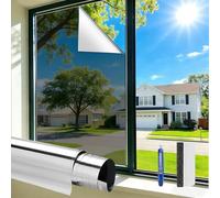 Pellicola a specchio per finestre, protezione solare per finestre, per interni, a specchio, autoadesiva, protezione dai raggi UV, opaca, protezione dal calore per soggiorno, ufficio (argento, 60 x 400