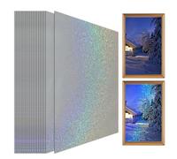 Pellicola adesiva con glitter, formato A4, fogli di carta olografica, 20 fogli, pellicola autoadesiva impermeabile per progetti scolastici, foto documenti