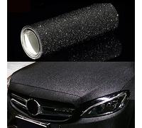 Pellicola Adesiva per Auto, CompraFun 300 x 30CM Wrapping Pellicola Nero Glitterata, Pellicola Wrapping Auto Autoadesiva, Senza Bolle d'Aria, Fai da Te Decorativa Wrapping Adesivi per Auto e Moto