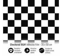 4R Quattroerre.it - 1018 - Pellicola Adesiva per Car Wrapping, Scacchi Bianco Nero, 35 x 50 cm