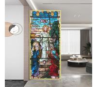 Pellicola adesiva per finestra, effetto smerigliato, anti UV, controllo del calore, motivo Cattedrale di Gesù, decorazione per finestre in vetro, larghezza 16,5 x altezza 39,4 (42 x 100 cm)