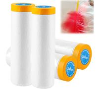 Pellicola Adesiva per Mascheratura,4pcs Telo Imbianchino Copritutto,Set di Teli Plastica per Imbiancare,Teli Plastica per Coprire,Telo Copritutto in Rotolo Bordo con Nastro Adesivo,Plastica Film