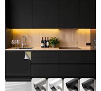 Pellicola Adesiva Per Mobili Nero, Carta Adesiva Per Mobili, 80x550 cm Carta da Parati Autoadesiva Impermeabile, Rotolo Adesivo, Rivestimento Adesivo Decorativa Per Cucina Armadio Armadio Porta