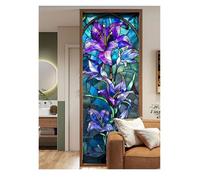 Pellicola autoadesiva anti-sguardo con motivo floreale, elettrostatica, satinata for coprire la privacy di vetri colorati(Az042,50x120cm)