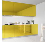 Pellicola autoadesiva per mobili, lucida, dorata, in PVC, 500 x 90 cm, opaca e autoadesiva, per mobili, finestre, porte, ufficio e bagno, resistente ai raggi UV, con protezione dal calore e dagli