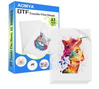 Pellicola di trasferimento DTF A3 100 fogli, 29,7 x 41,9 cm, lucida, trasparente, pretrattare, carta DTF per tutte le stampanti a sublimazione e DTF, pellicola DTF per sublimazione Hack, pellicola