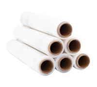 Pellicola elastica trasparente, 6 pezzi, 23 µm, spessore: 50 cm x 300 m, in polietilene, materiale da imballaggio, antistrappo, stabile, per traslochi, magazzini, trasporto