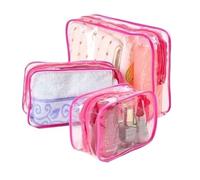 Pellicola Finestra Uomo Donna Viaggio Trasparente Borsa Cosmetica Nero Cerniera Trucco Organizer Scatola Articoli da Toeletta Lavaggio Borse Custodia(Dark pink,18x12x6CM)