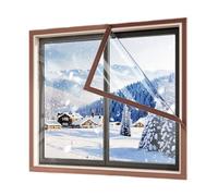 Pellicola isolante trasparente termoretraibile per finestre, paraspifferi per l'inverno, riduce la perdita di calore e la condensa, si adatta alla maggior parte delle finestre. caffè W150cm,H170cm